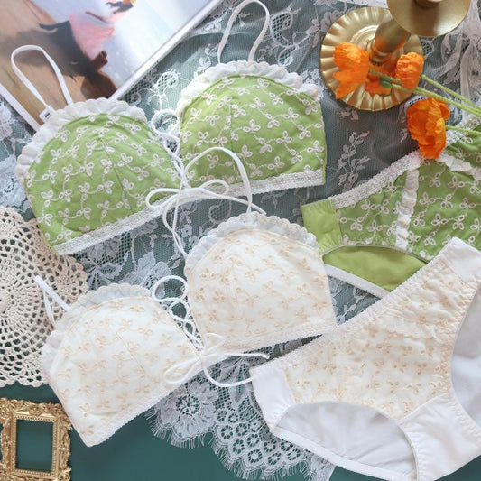 Japanisches Kawaii Girly Green Lace Up Tube Top Dessous Set 