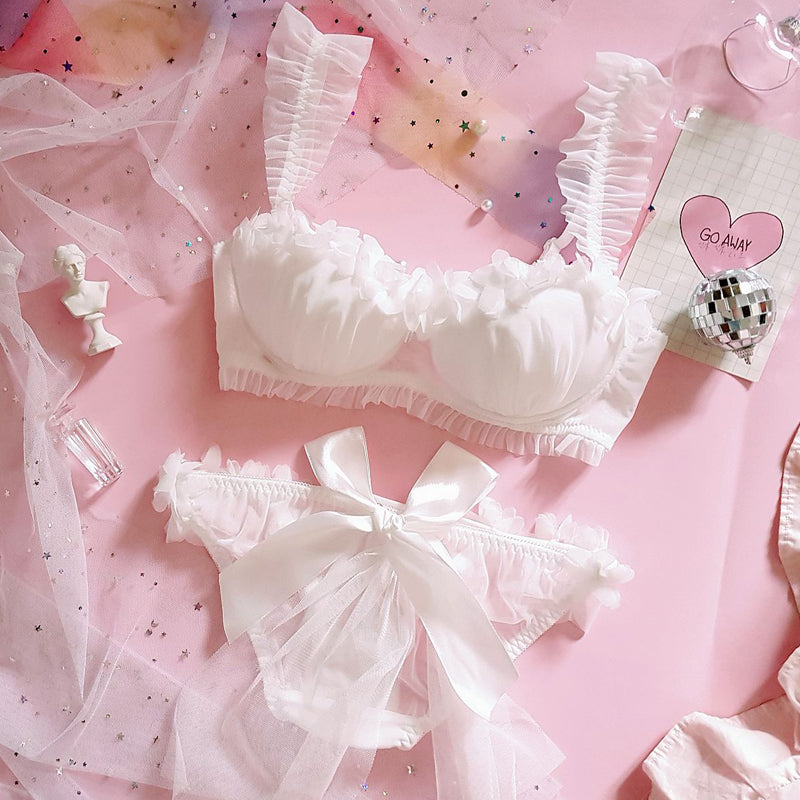 Sofyee Princess Girly Dot Flower Sweetie Heart Bra Set