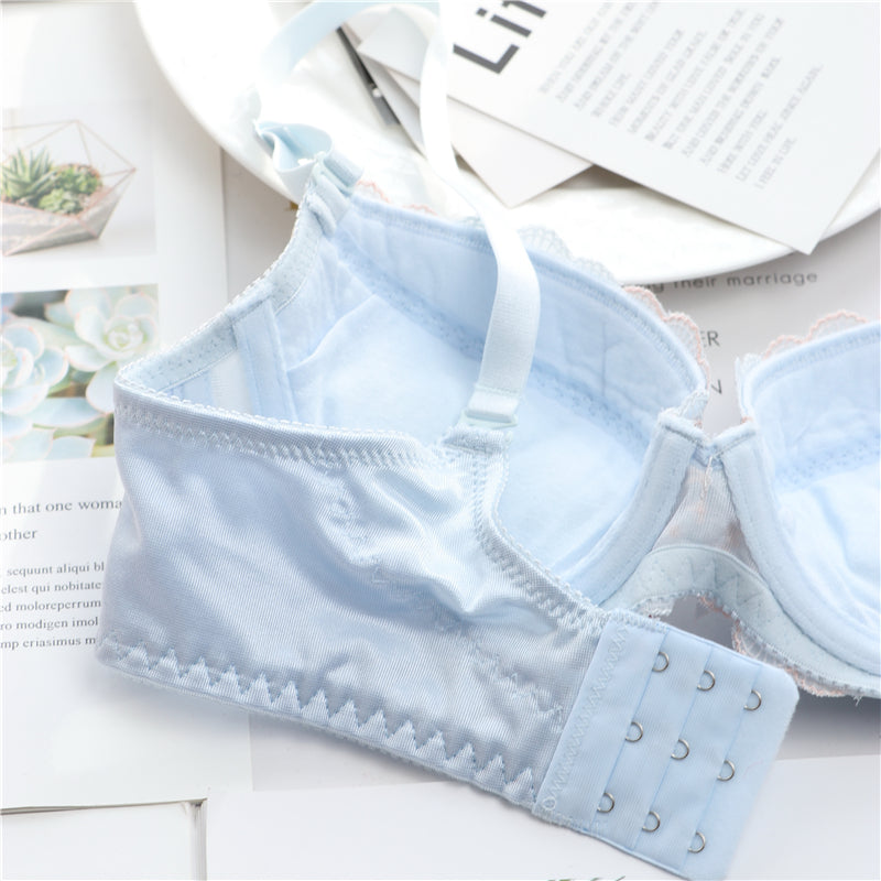 Pastel Pink Ruffle Lace Girly Dot Flower Sweetie Heart Bra Set