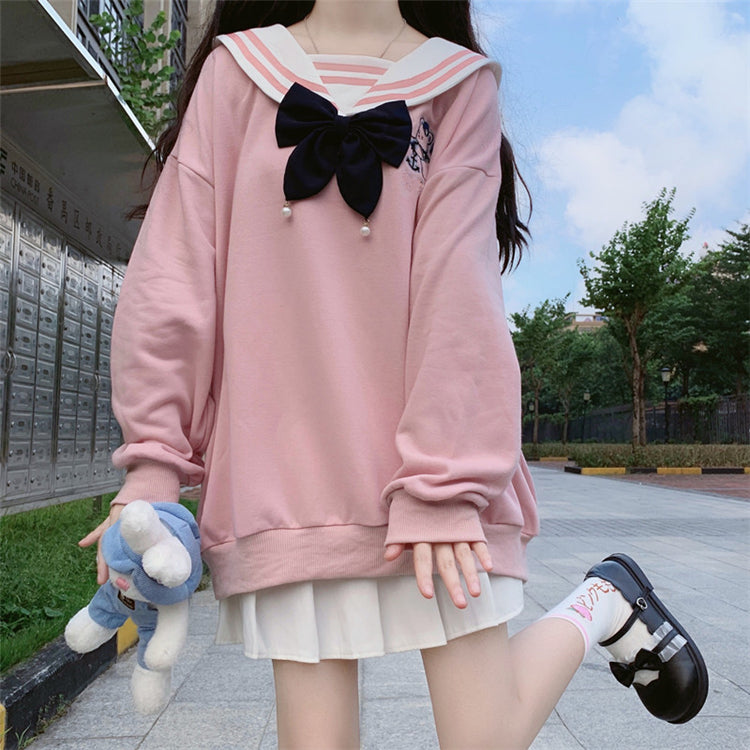 Japanese college style sweet navy student long sleeve