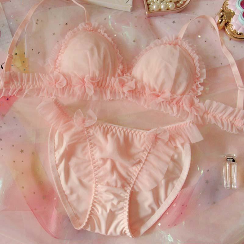 Rosa Cartoon-Pastell-Liebhaber-niedliches Sweetie-Baby-Bralette-Set 