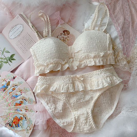 Japanese Cute Sexy Sweet No Steel Ring Underwear Set