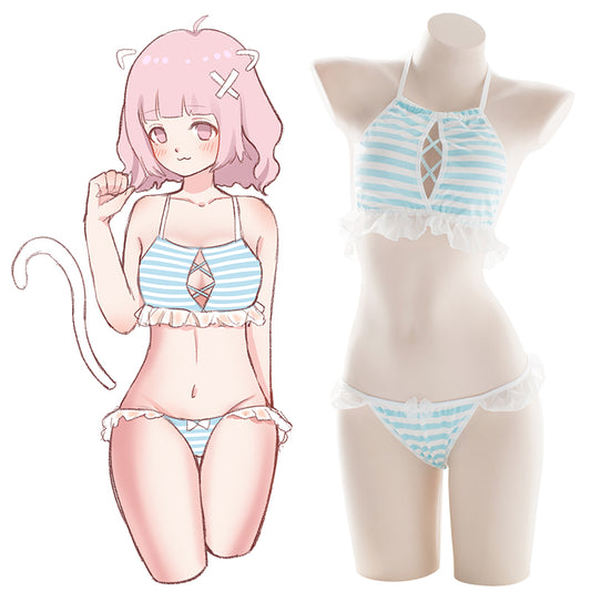Amine Girly Kawaii Ruffle Sailor Moon Swimsuit