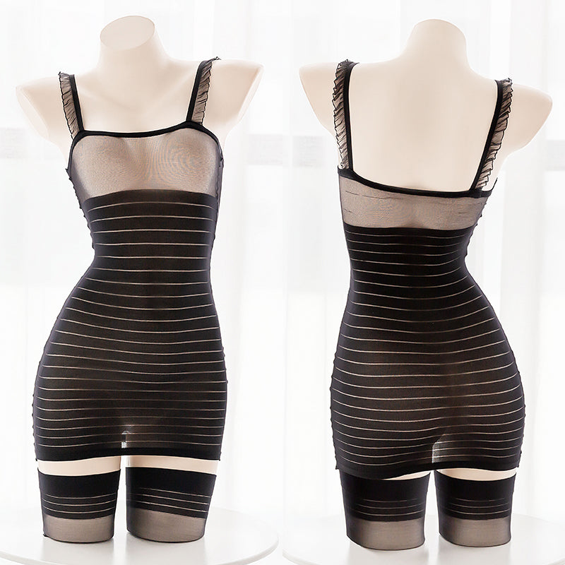 Sexy Black Sheer Seductive Bondage Fishnet Body Stocking