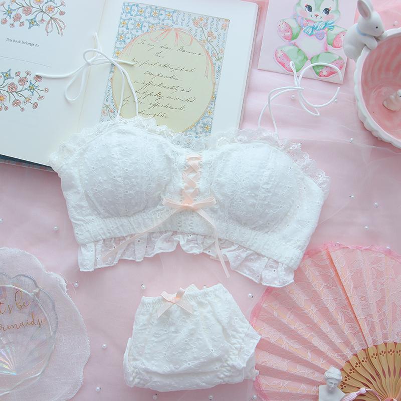 Japanese Lace Up Tube Top Lingerie Set