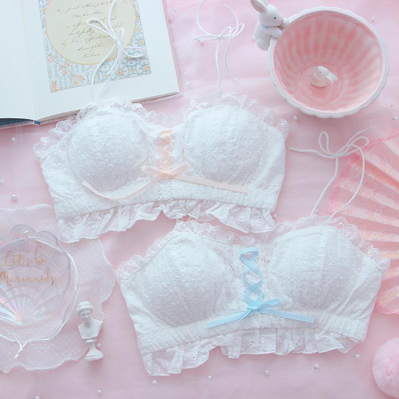 Japanese Lace Up Tube Top Lingerie Set