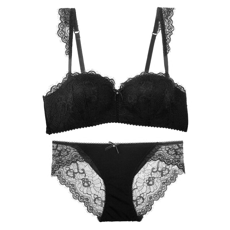 Sie brauchen dieses süße, bequeme japanische Spitzen-BH-Set ohne Bügel 