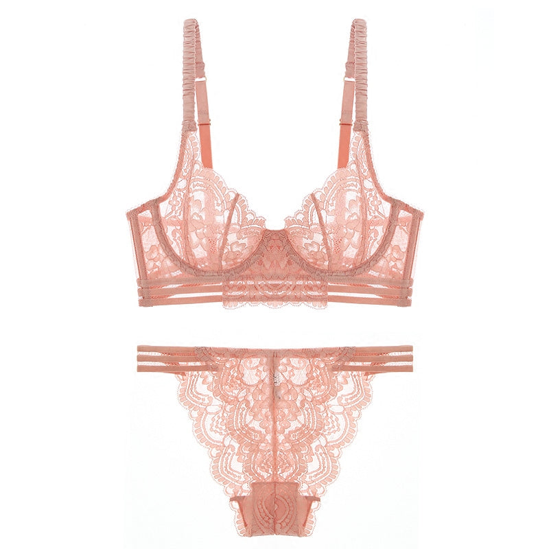 Lace Unlined Demi Bra With Free Panty