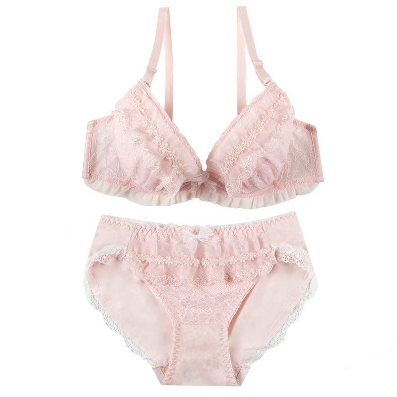 Japanese Dot Flower White Lace To Love Cute Sweet Bras And Panty Set