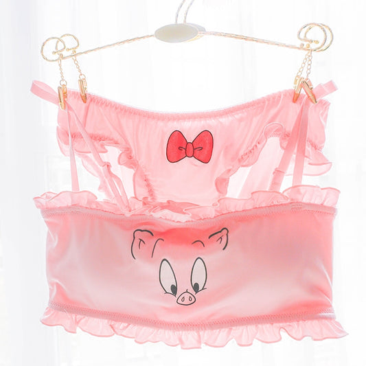 Japanese Cat Kawaii Comfy Cute Sweetie Baby Tube Top Lingerie Set