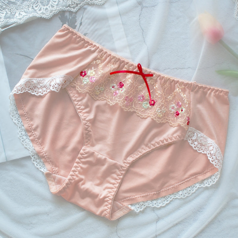 Orange Japanese Spring Flower Comfy Cute Sweetie  Bra Set