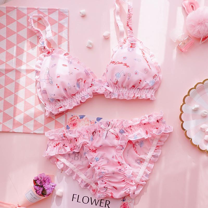Pink Cartoon Pastel Lover Cute Sweetie Baby Bralette Set