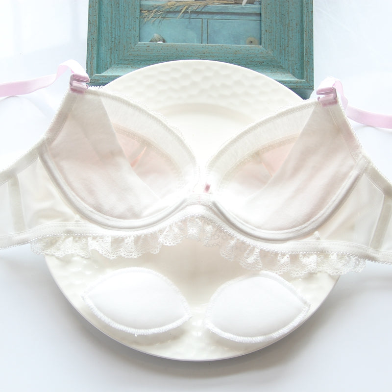 Just Love You Pink Candy Color Floral Japanische süße süße BHs und Höschen-Set 