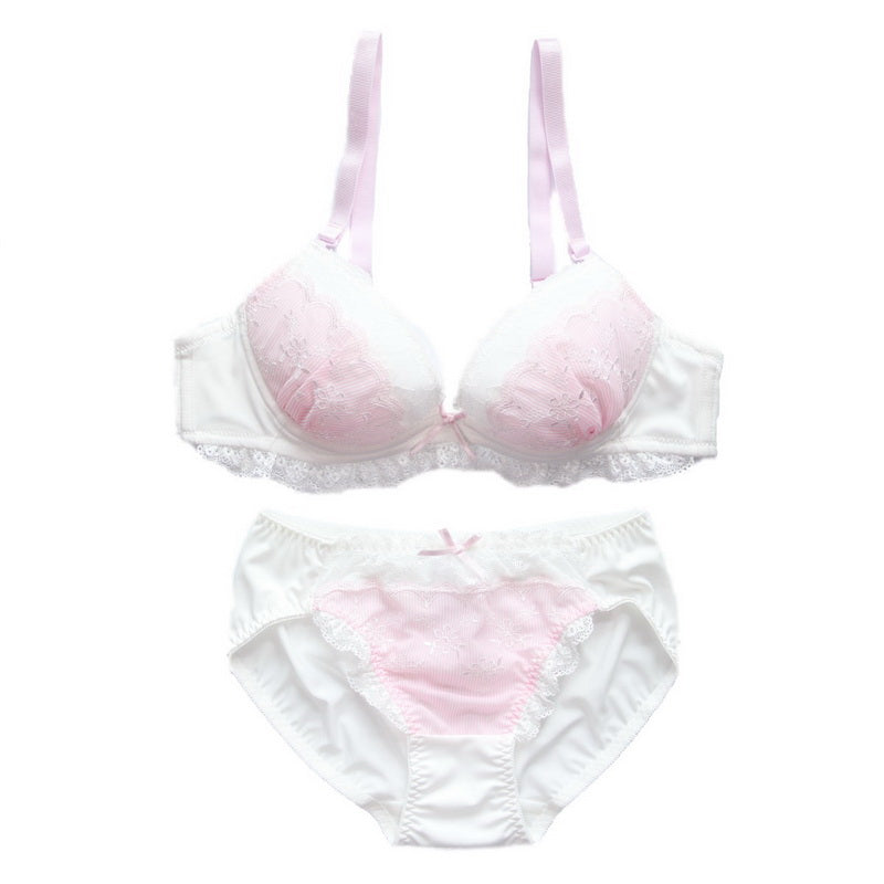 Just Love You Pink Candy Color Floral Japanische süße süße BHs und Höschen-Set 