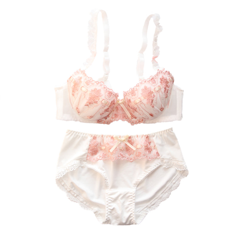 Dot Flower White Lace To Love Cute Sweet Bras And Panty Set