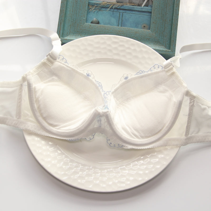 Dot Flower Lace Sweetie Heart Wave Trimmed Bra Set