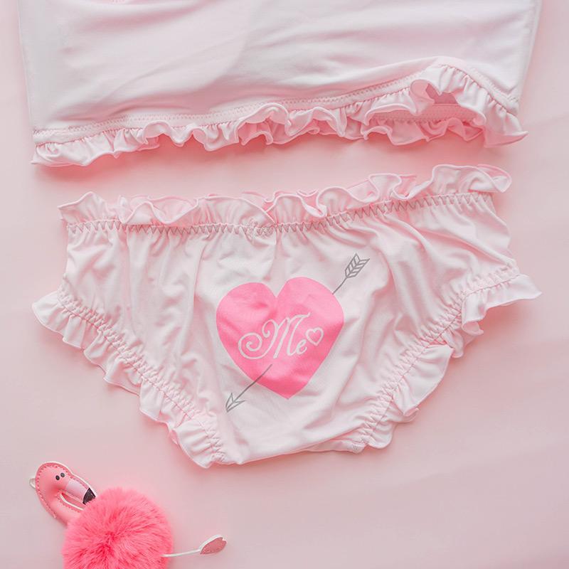 Japanese Cat Kawaii Comfy Cute Sweetie Heart Tube Top Lingerie Set