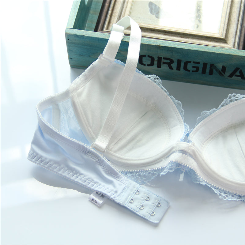 Girly Dot Flower Lace Sweetie Heart Wave Trimmed Bra Set