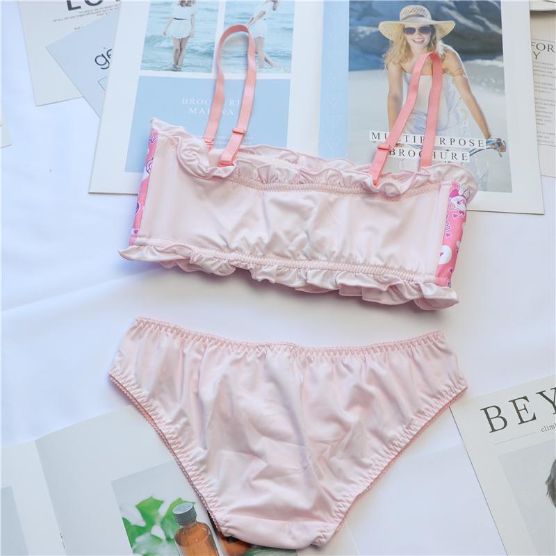 Cartoon Printed Japanese Kawaii Comfy Cute Sweetie Baby Tube Top Lingerie Set