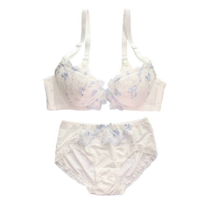 Dot Flower Lace Sweetie Heart Wave Trimmed Bra Set