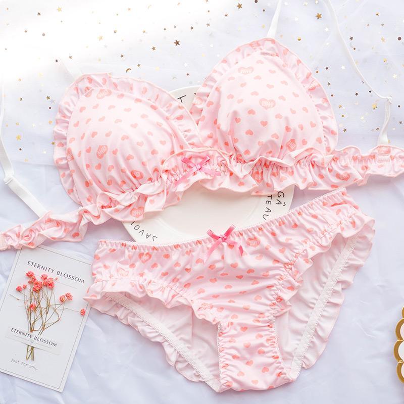 Pink Cartoon Pastel Lover Cute Sweetie Baby Bralette Set