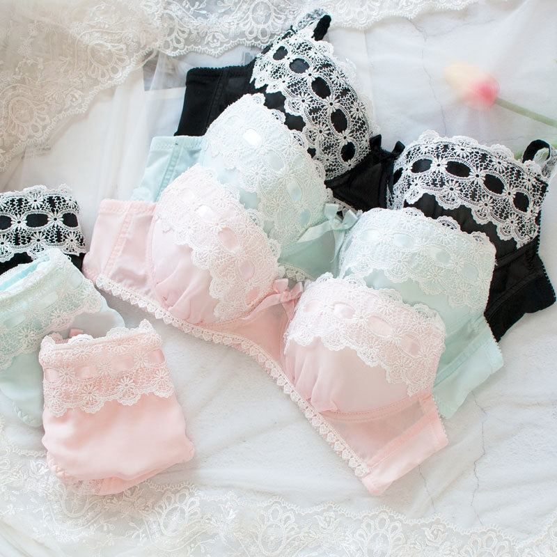 Japanese Spring Flower Comfy Cute Sweetie  Bra Set