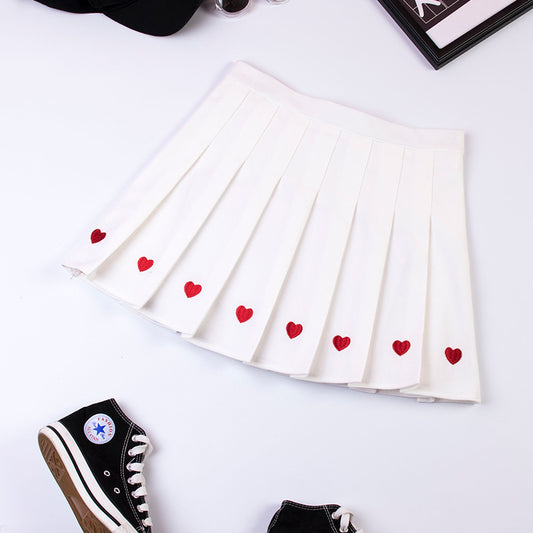 Sweet Line Of Heart Kawaii Aesthetic Pastel Harajuku Skirt