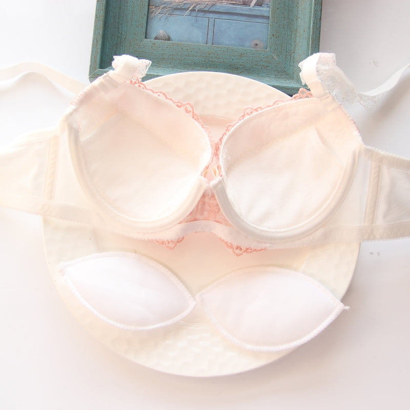 Dot Flower White Lace To Love Cute Sweet Bras And Panty Set