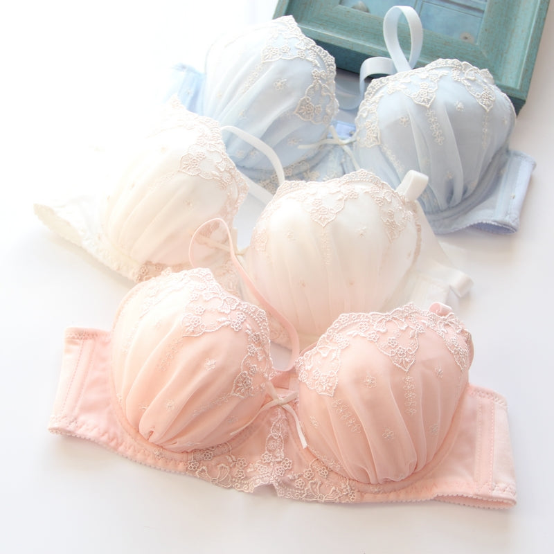 Dot Flower White Lace To Love Cute Sweet Bras And Panty Set
