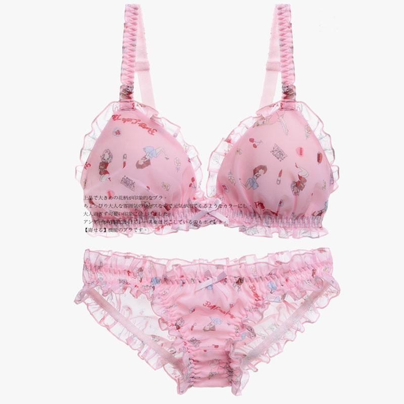 Pink Cartoon Pastel Lover Cute Sweetie Baby Bralette Set