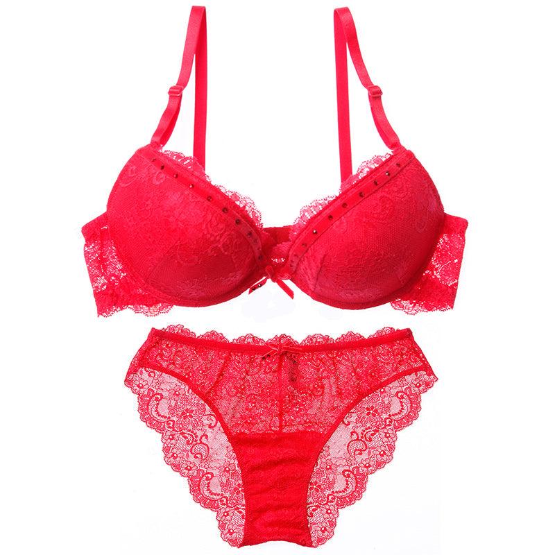 Deadly Flirt Lace Floral Push Up Bra Set