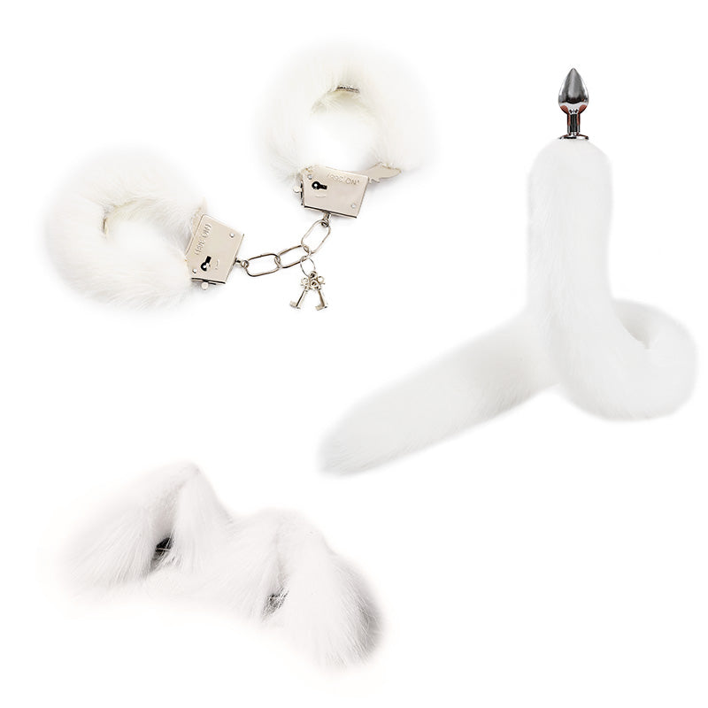 Pink Anime Sexy Cat Ear Headband Butt Plug Tail Set