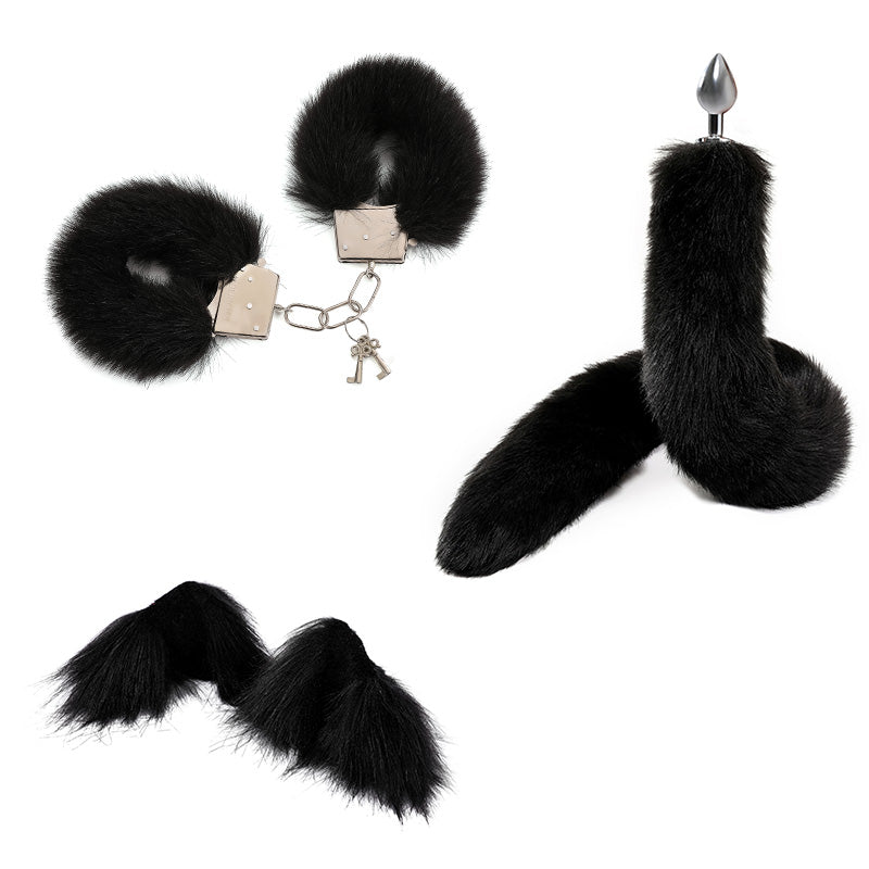 Pink Anime Sexy Cat Ear Headband Butt Plug Tail Set