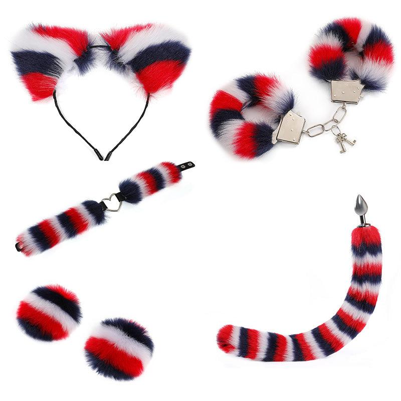 Pink Anime Sexy Cat Ear Headband Butt Plug Tail Set