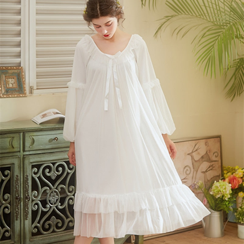 Your Princess White Pink Elegant Vintage Nightgowns