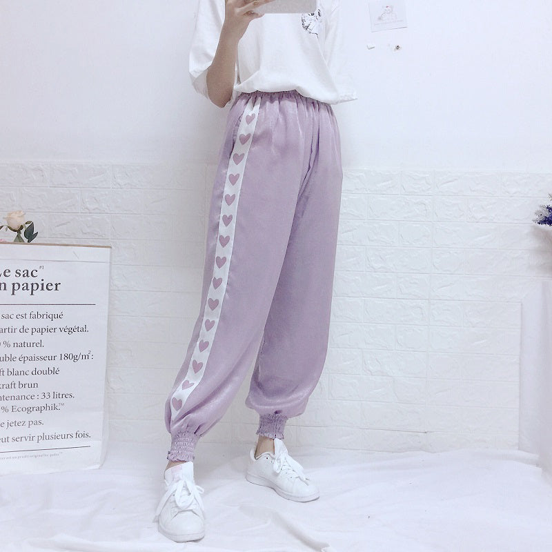Harajuku Kawaii Line Of Hearts Pastel Pants