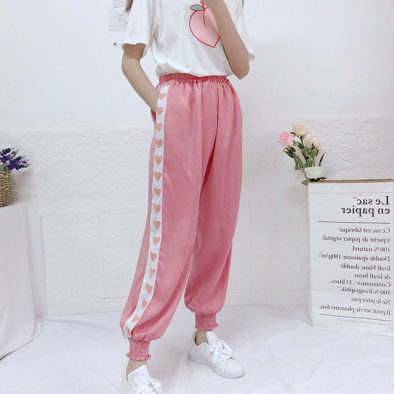 Harajuku Kawaii Line Of Hearts Pastel Pants