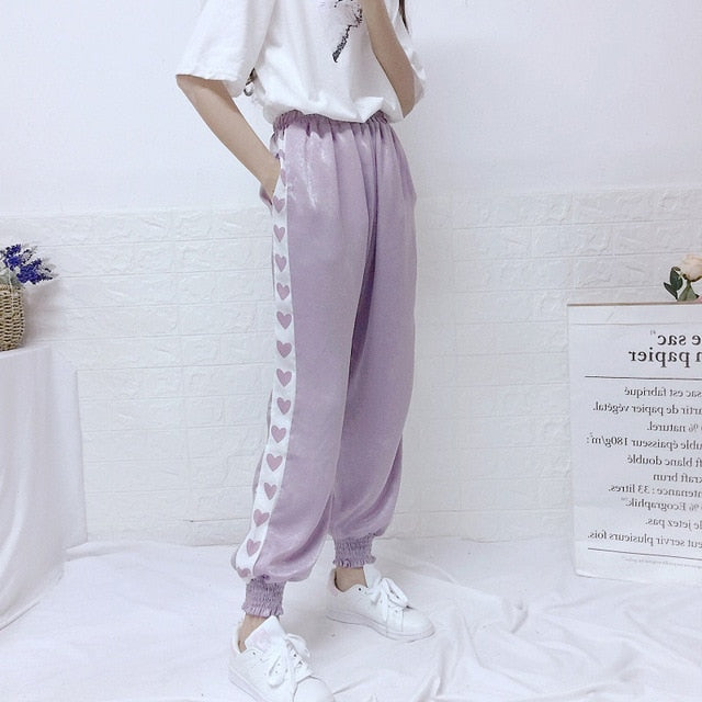 Harajuku Kawaii Line Of Hearts Pastel Pants
