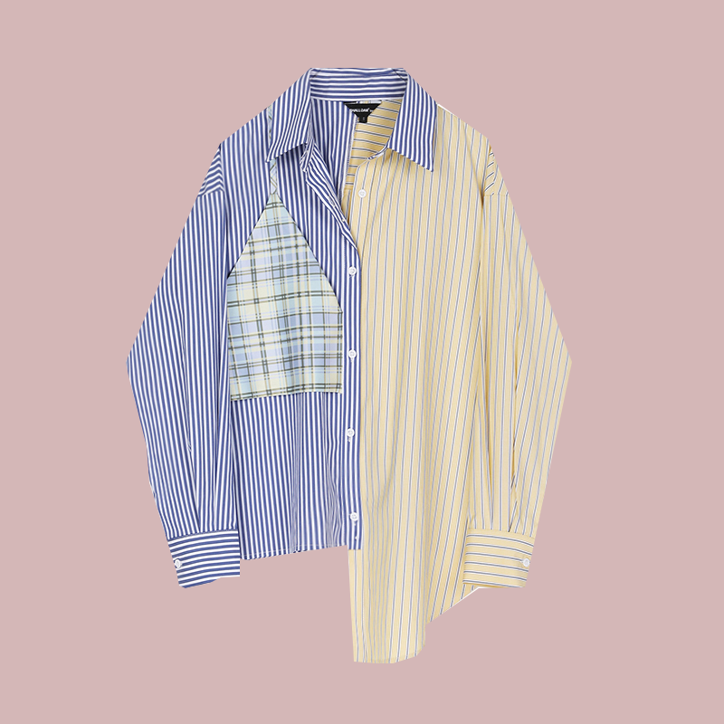 Striped shirt, long sleeve, irregular top